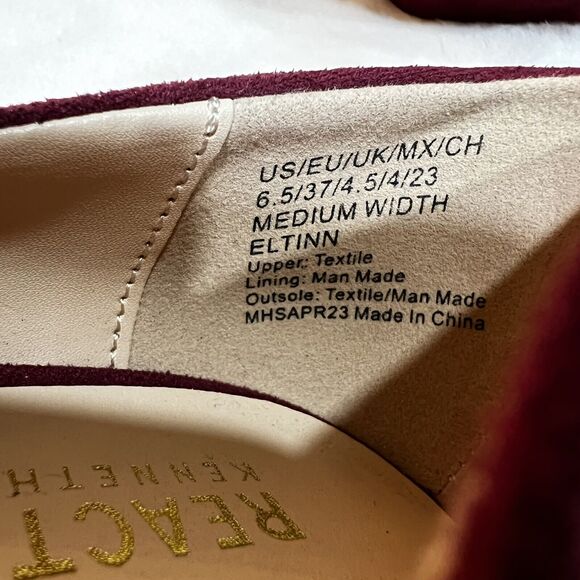 Kenneth Cole Reaction Wine Red Faux Suede Heels Wedge New Women’s Sz 6.5 - Picture 13 of 13